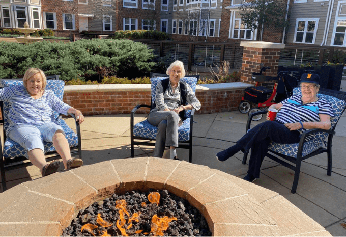 Socializing around the Brightview firepit
