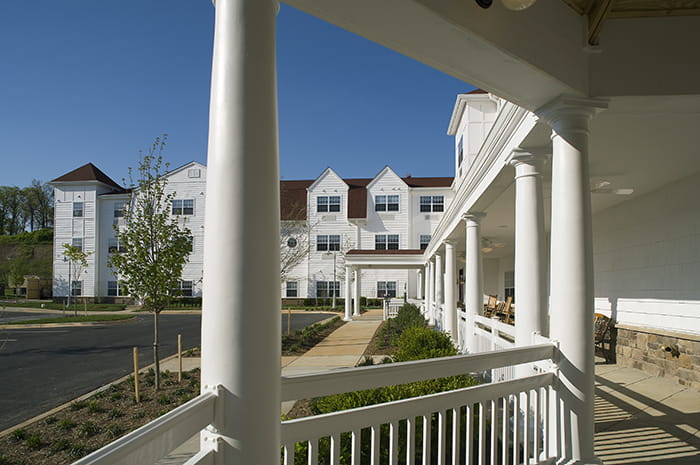 Brightview Westminster Ridge Exterior Porch - Maryland Senior Living