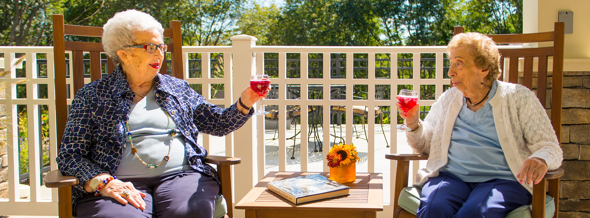 Brightview Assisted Living Residents Toasting on Patio