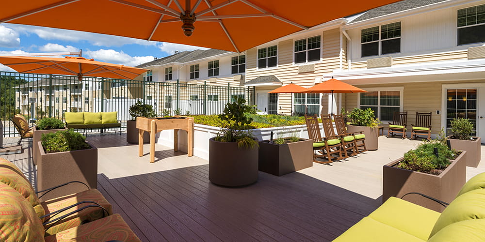 Brightview North Andover Outdoor Deck - Massachusetts Senior Living